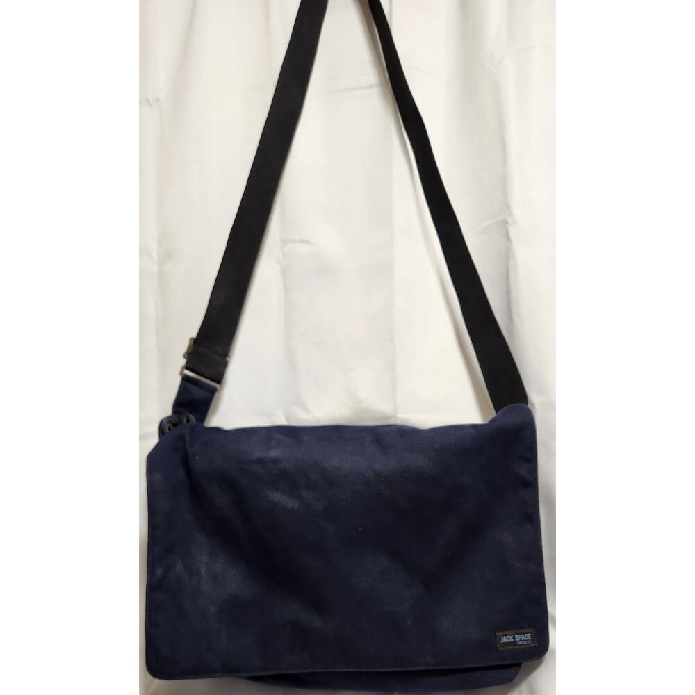 Authentic Jack Spade Navy‎ Street Canvas Messenger Bag w/ Laptop Sleeve Red